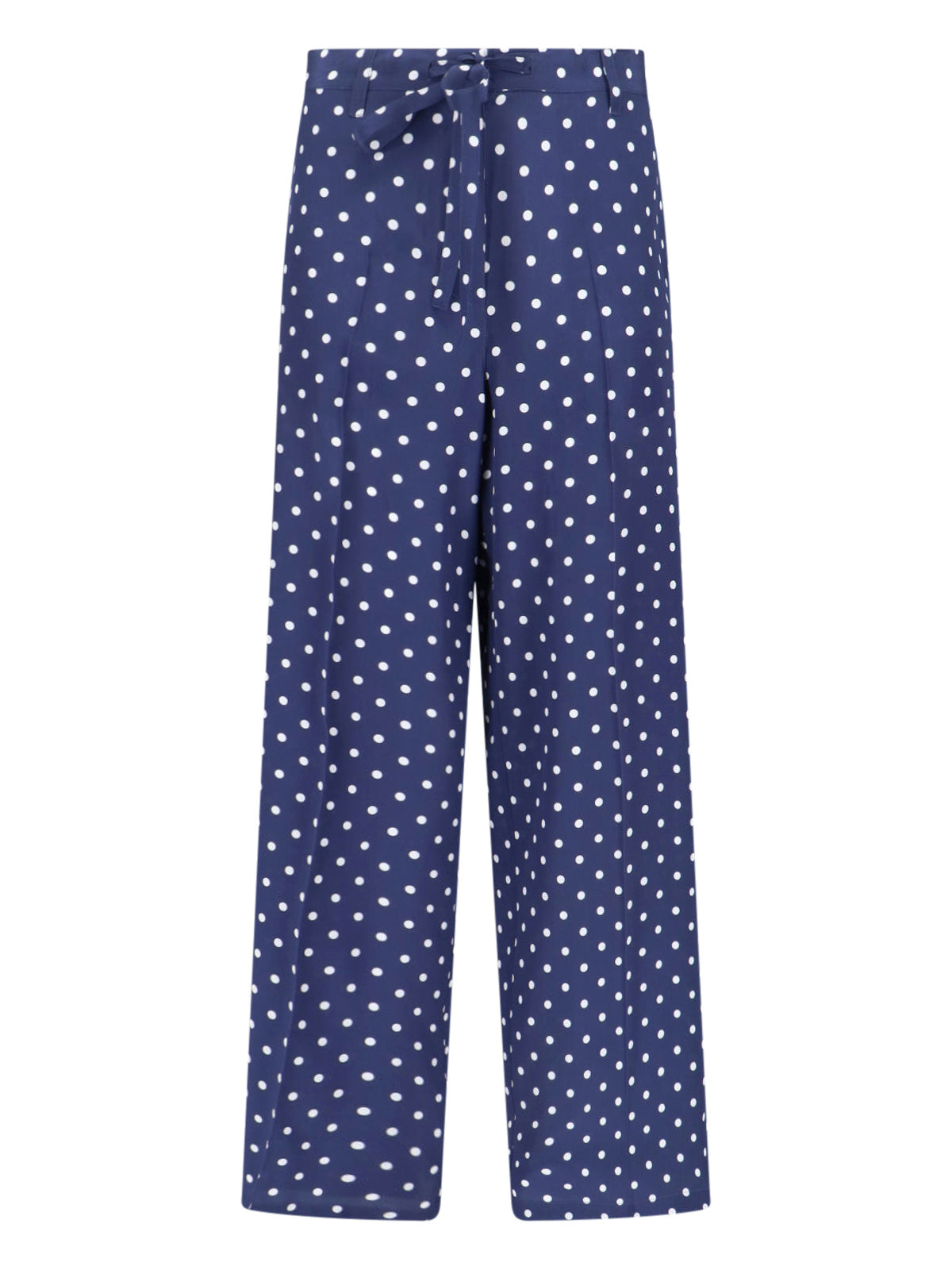 Silk Polka Dot Pants With Front Bow Detail