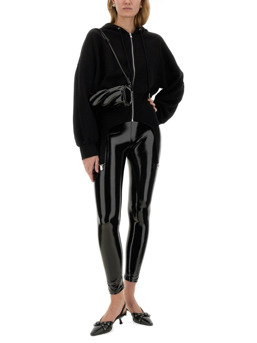 Cropped Black Sweatshirt With Suspender Detail