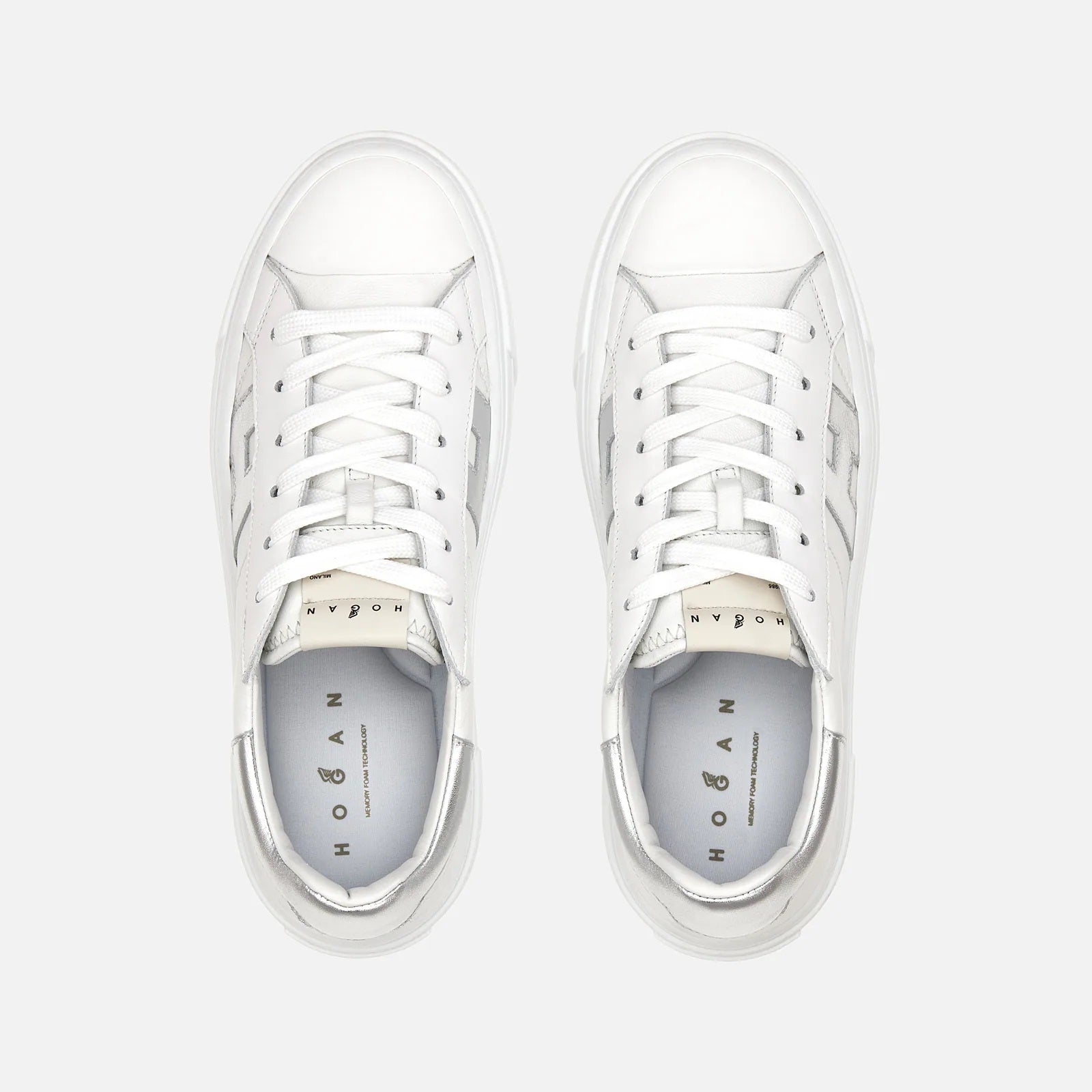 White Silver H705 Allacciato H Leather Lace-Up