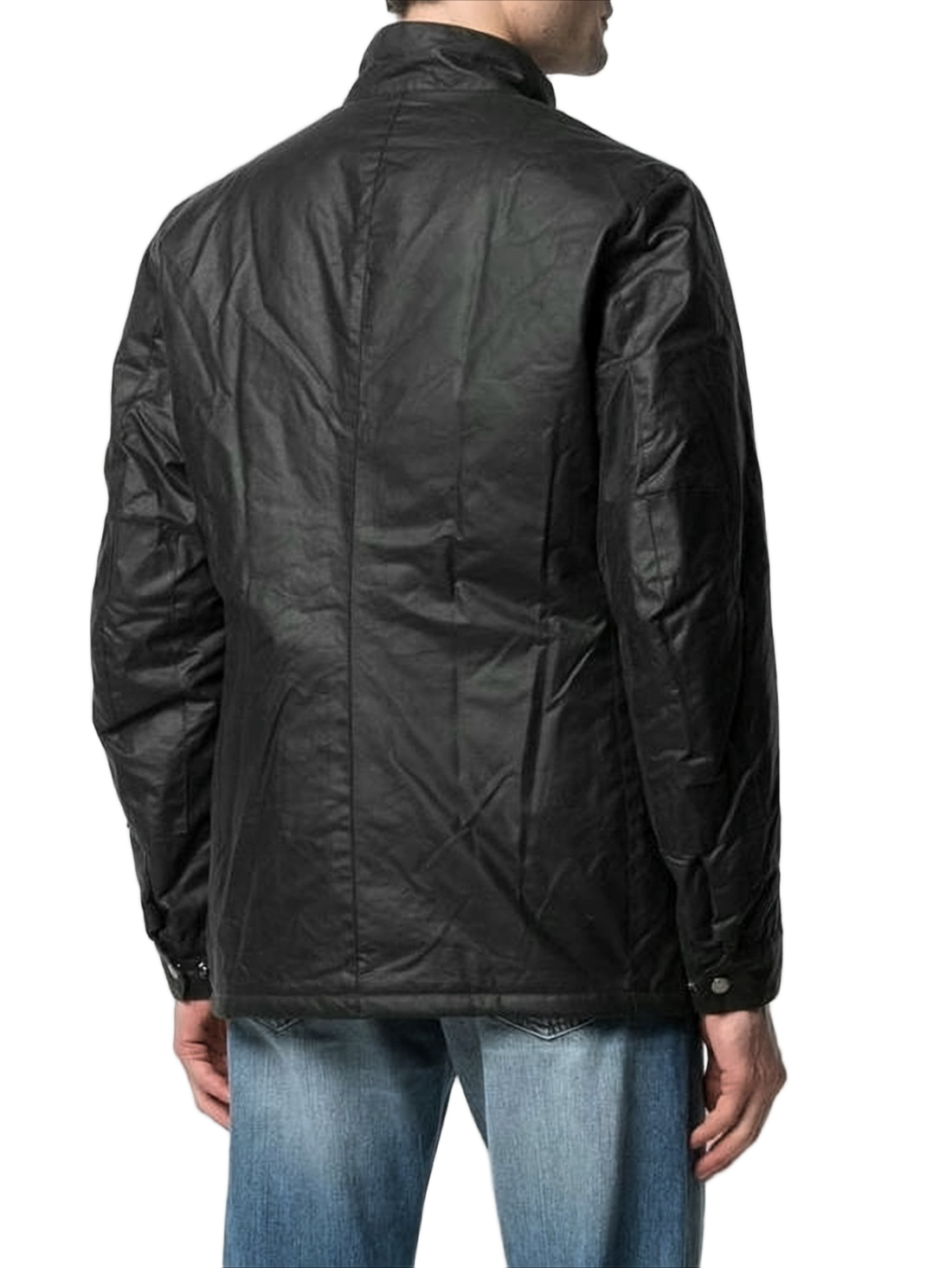 Structured Black Barbour Jacket with Snap Closures