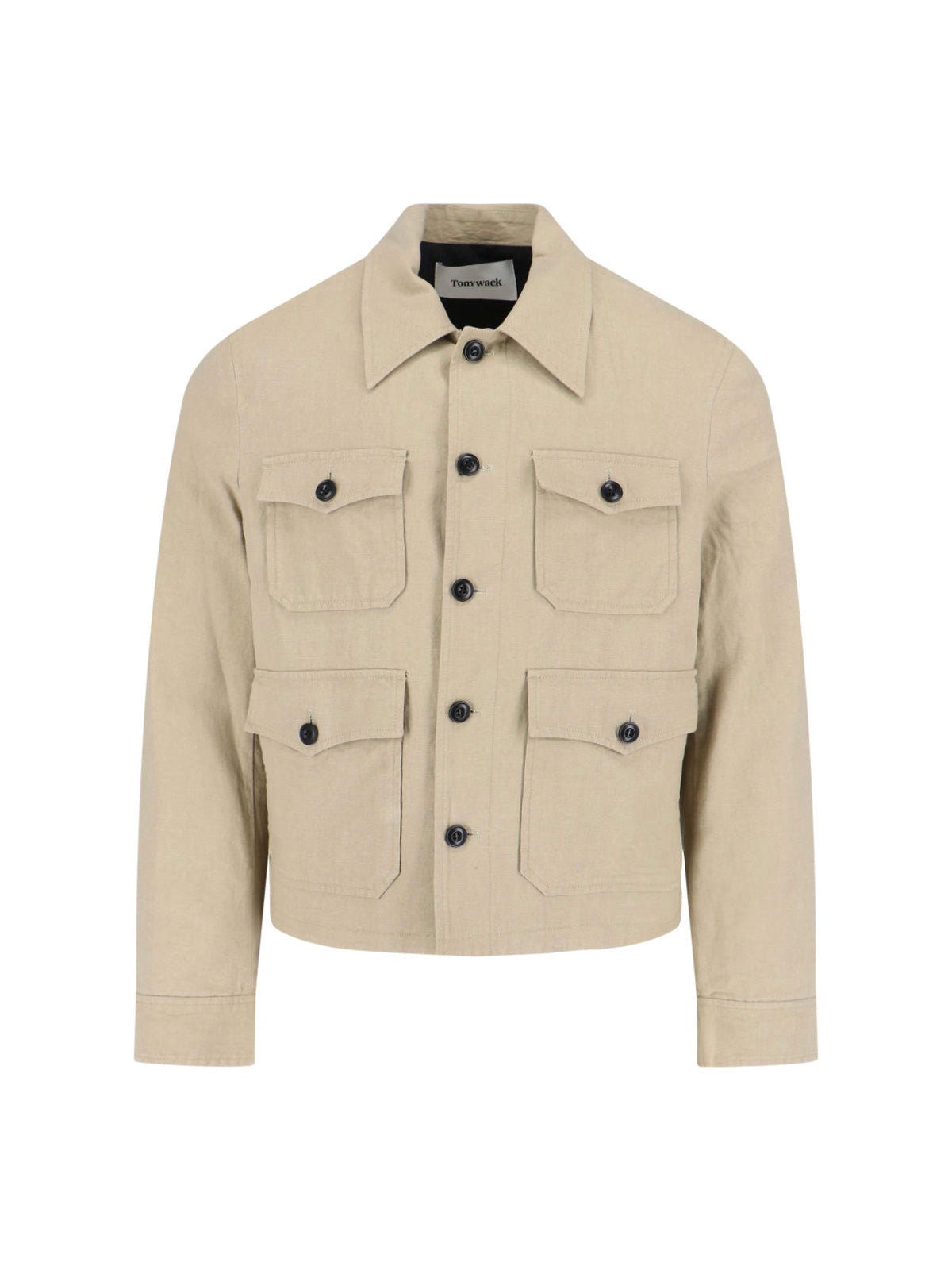 Minimalistic Beige Jacket With High Collar And Zipper Closure