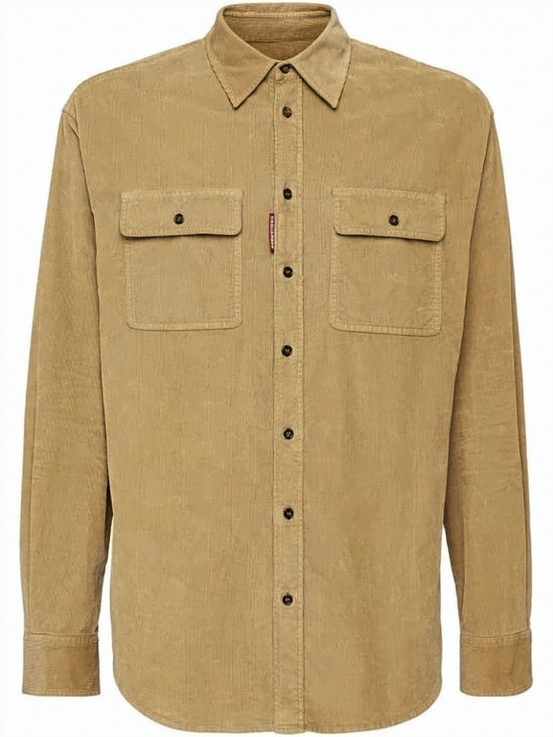 Brown Textured Corduroy Long-Sleeve Shirt