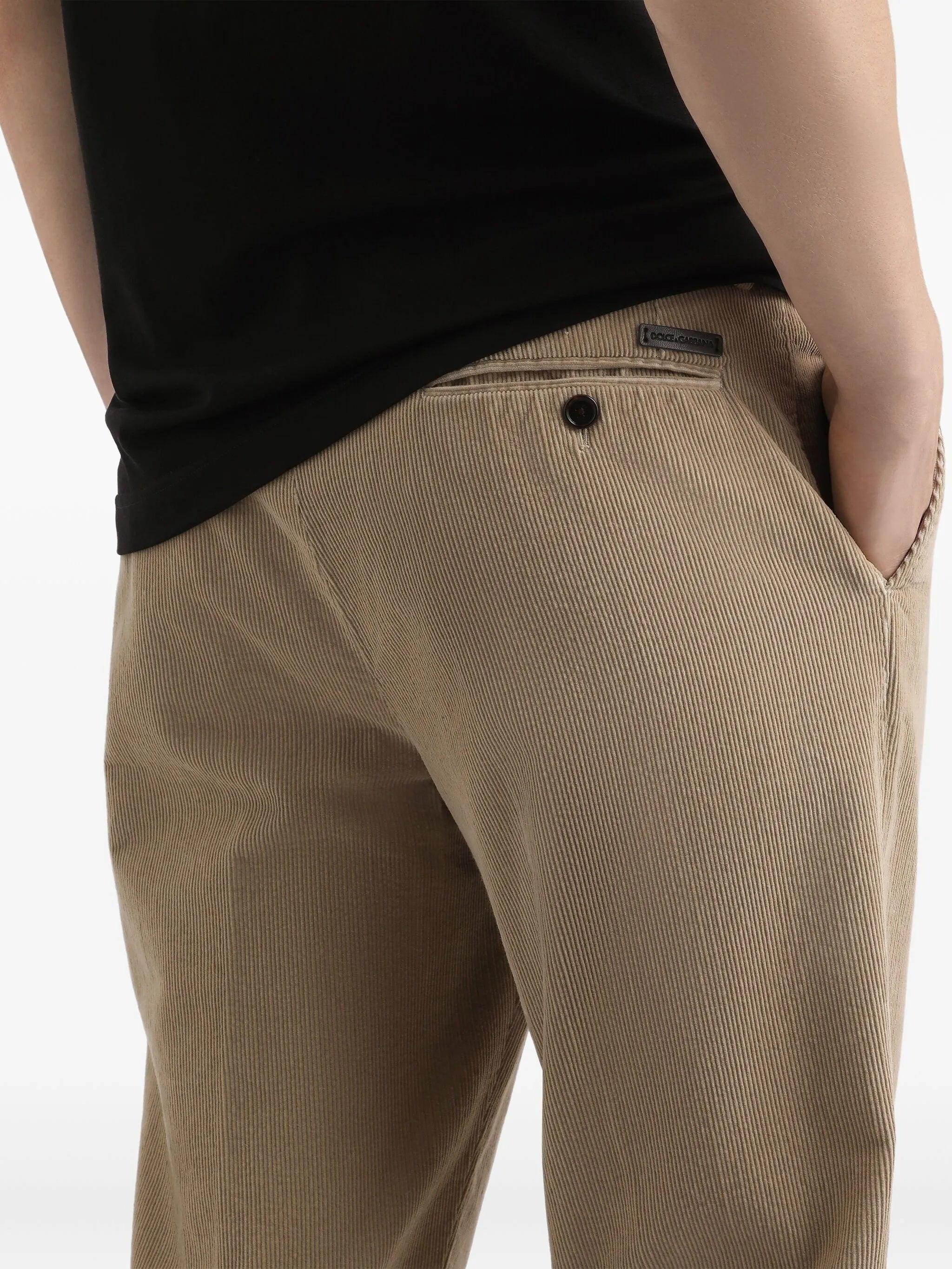 Relaxed Fit Straight Leg Ribbed Trousers