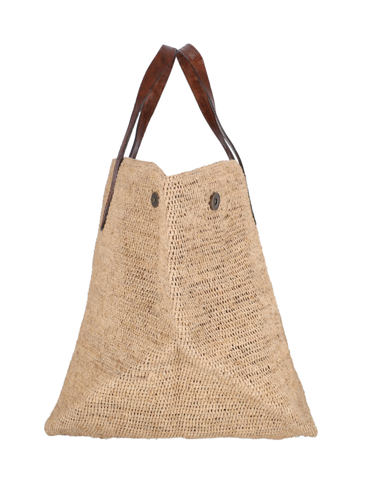 Beige Handbag With Structured Base And Versatile Carrying Options