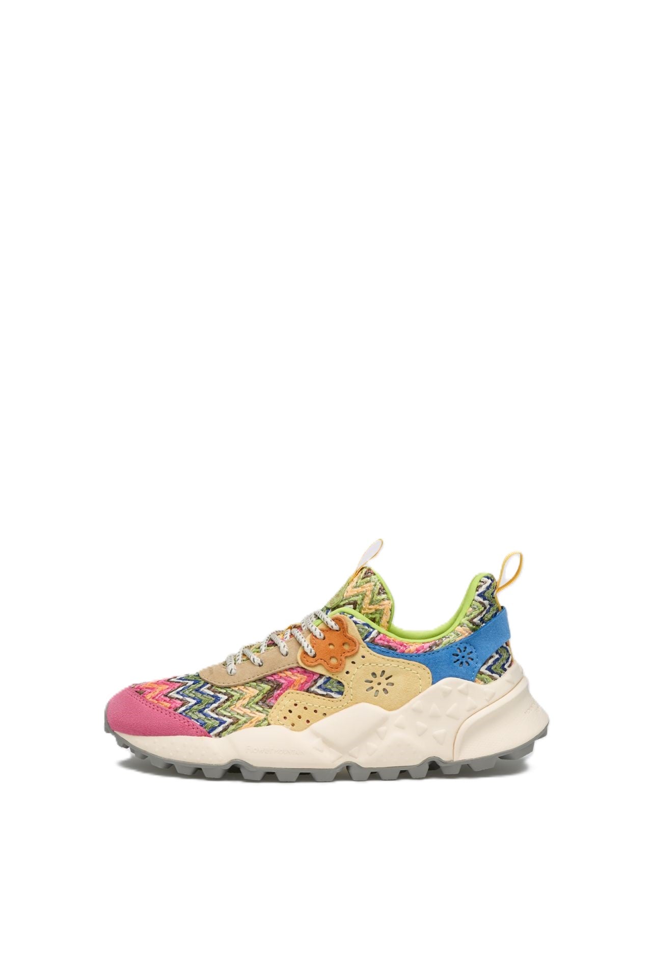 Multicolored Zigzag Sneakers with Chunky White Sole