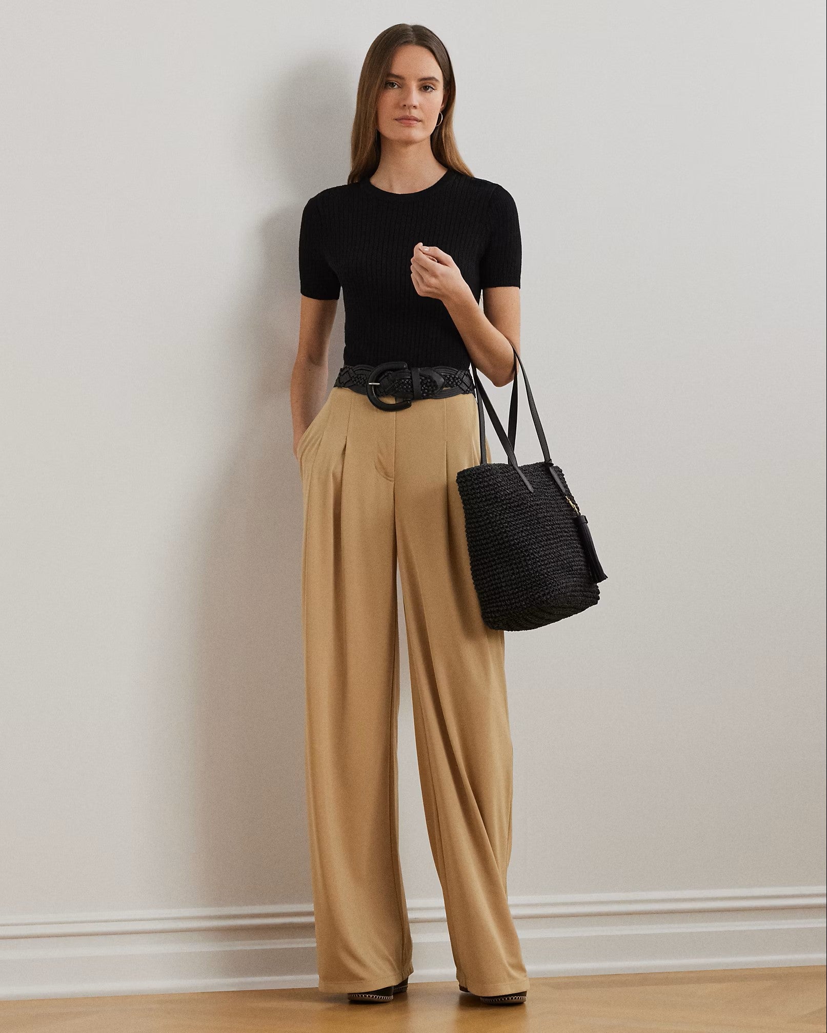 Chabrell Full-Length Pleated Matte Jersey Pants