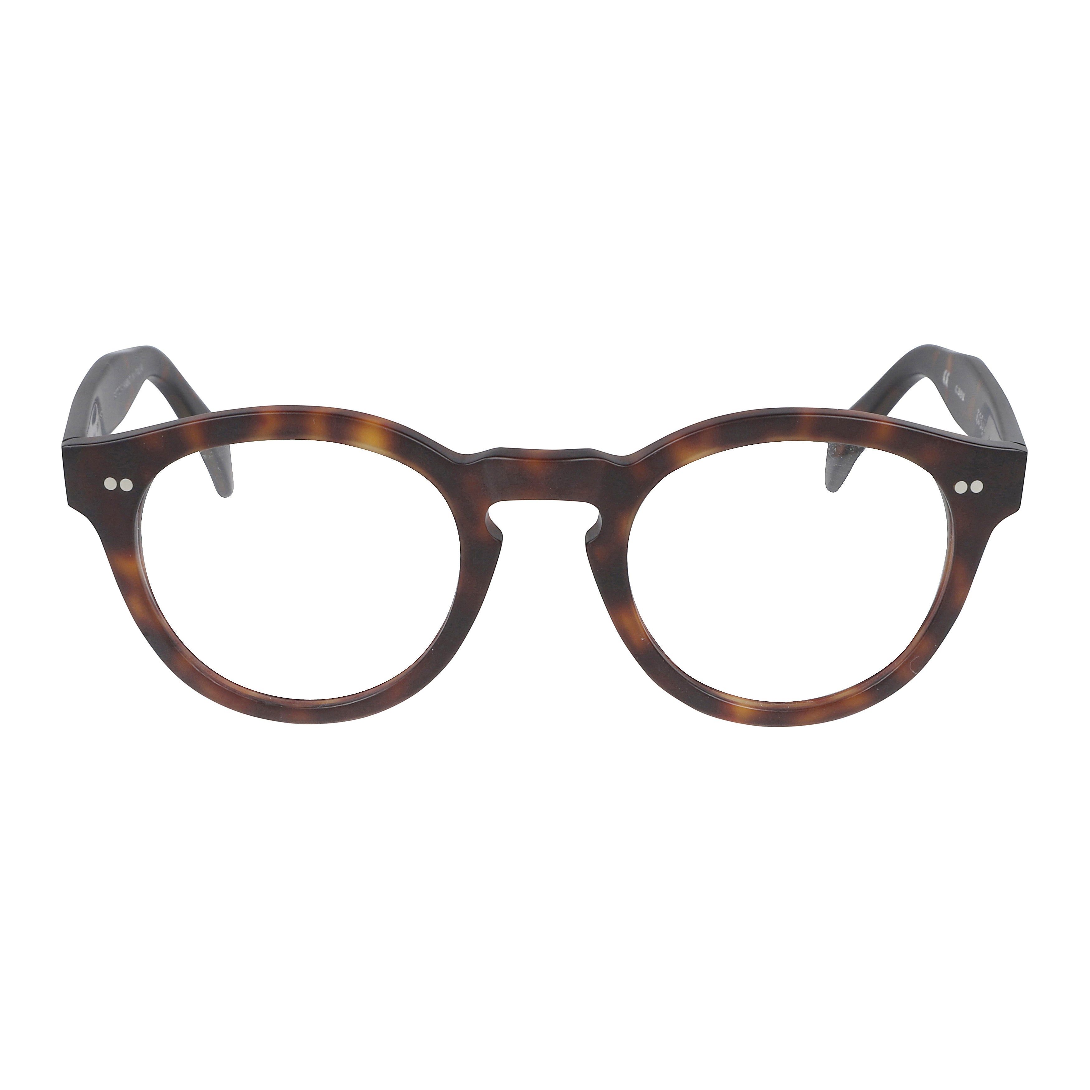 Tony-K Tortoiseshell Round Frame Eyeglasses with Metallic Rivet Details