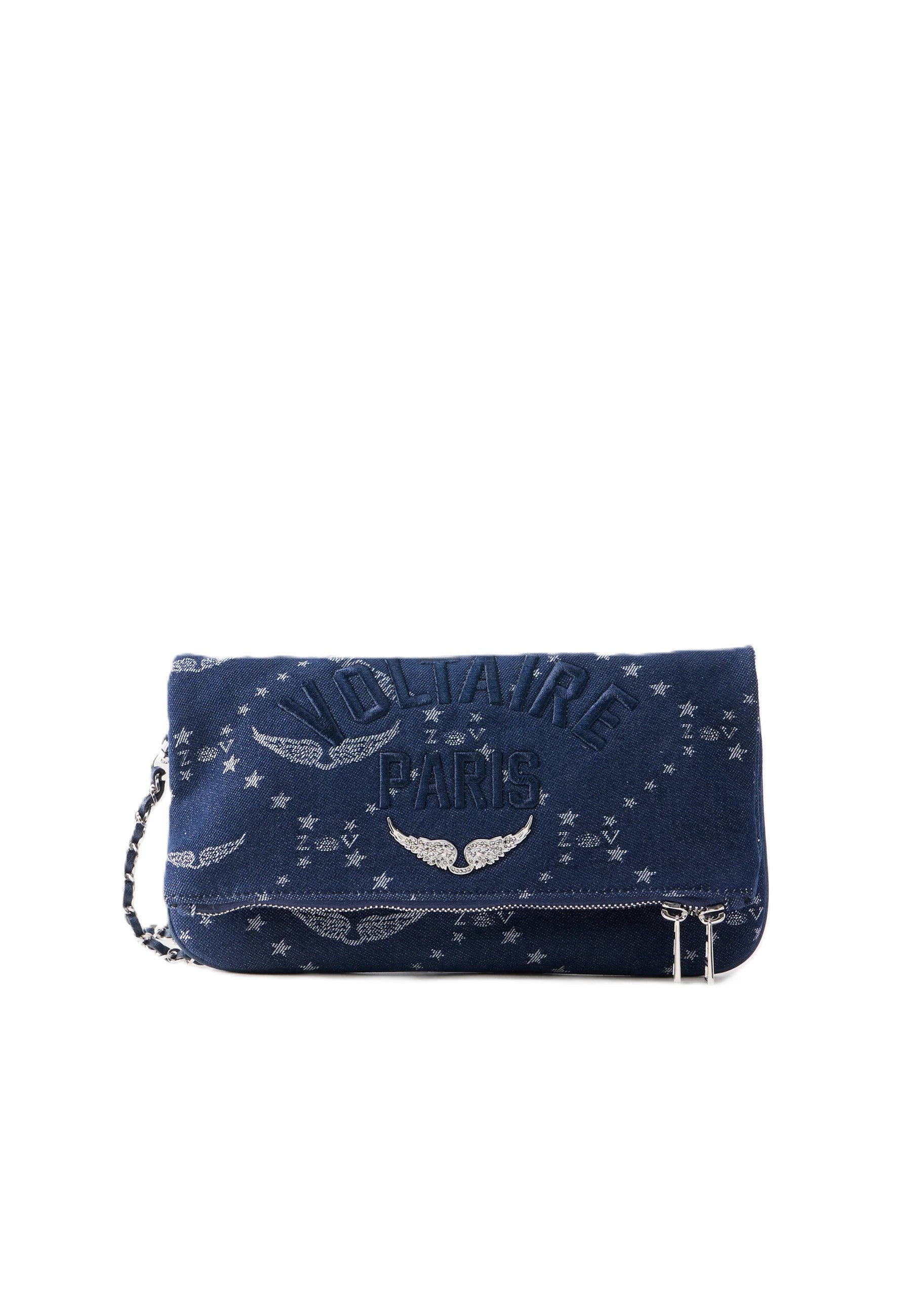 Rectangular Denim Shoulder Bag with Chain Strap