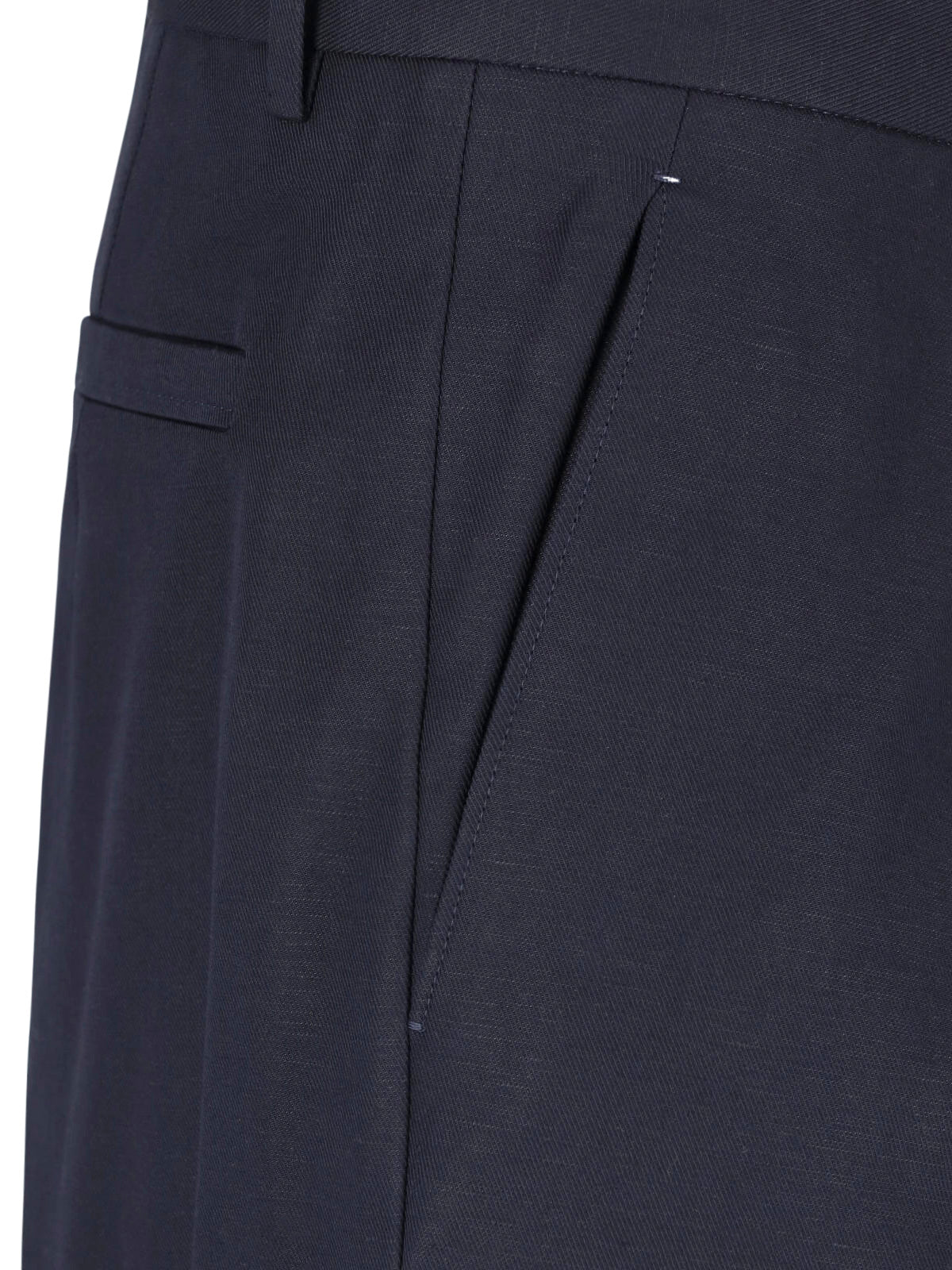 Blue Tailored Flat Front Technical Trousers
