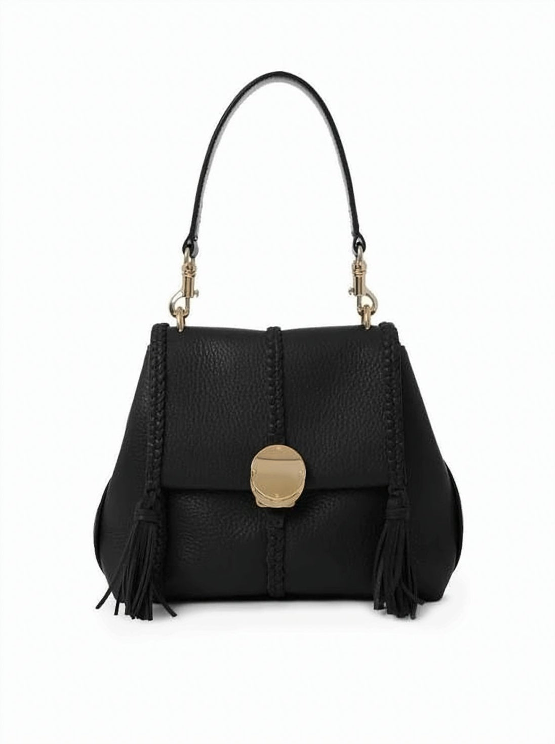 Structured Textured Calf Leather Shoulder Bag