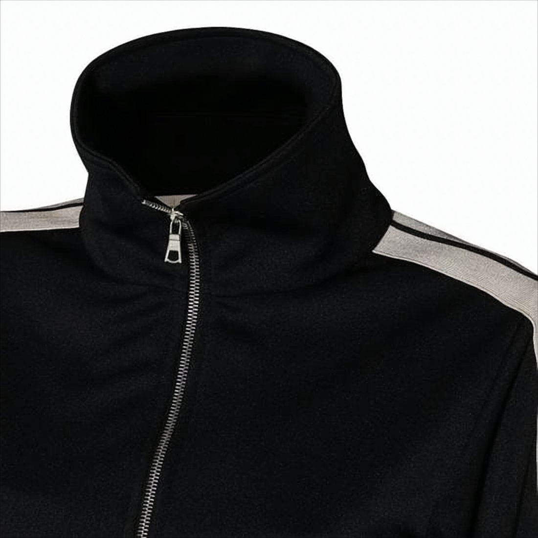 Cropped Black Jacket with High Stand Collar