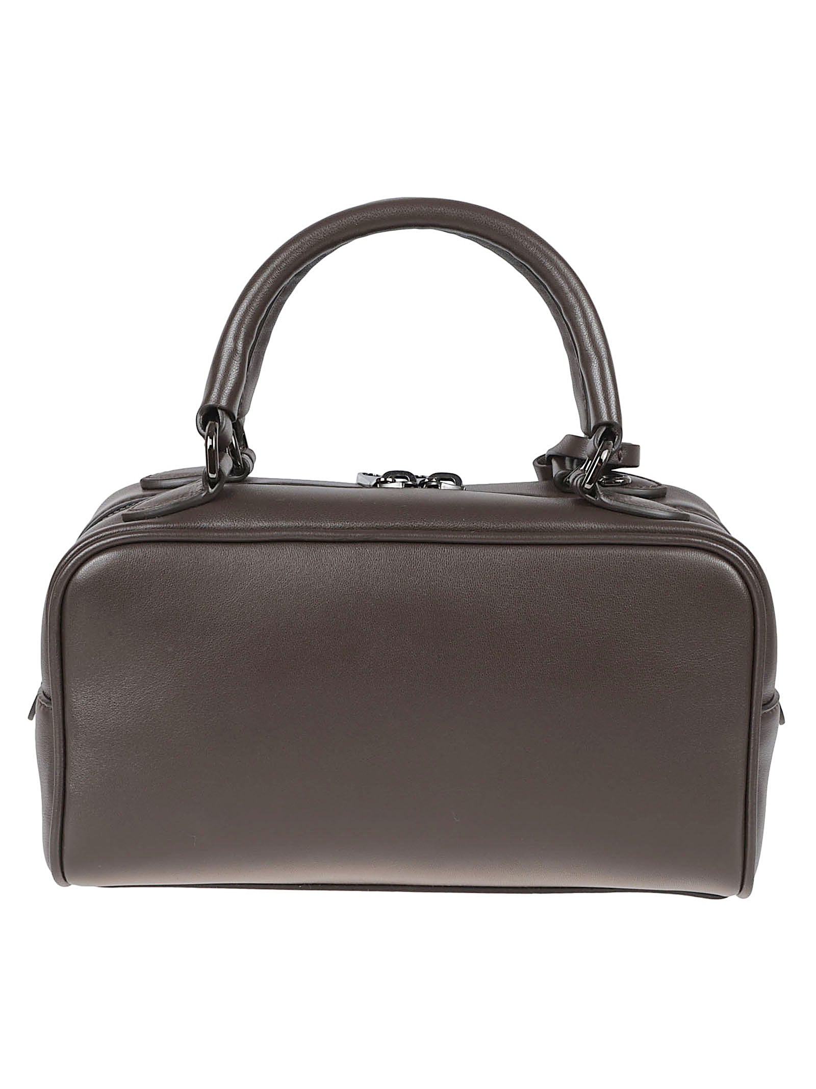 Rectangular Leather Bag With Zip Closure