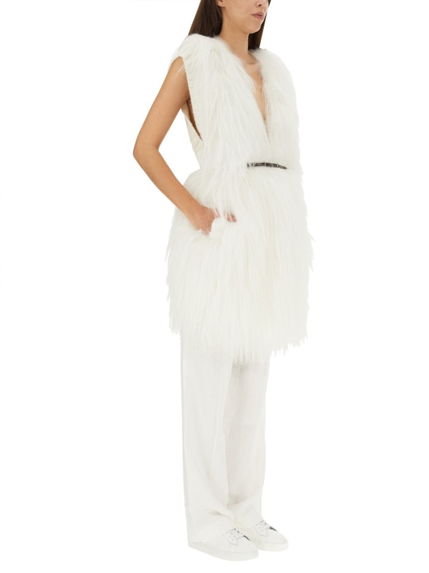 Fluffy White Fur Vest
