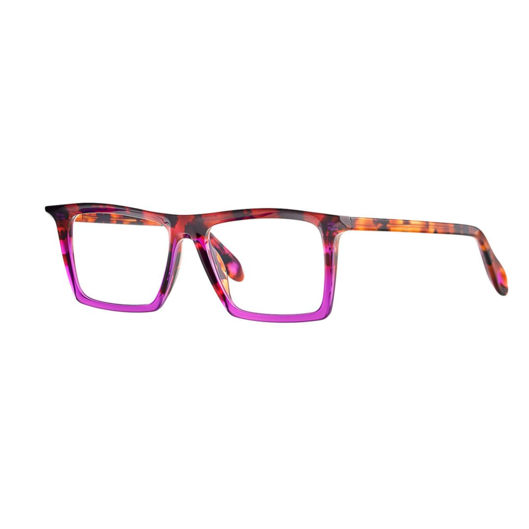 Alba 008 Brown Dalmatian+Transparent Purple Square Frame Eyeglasses