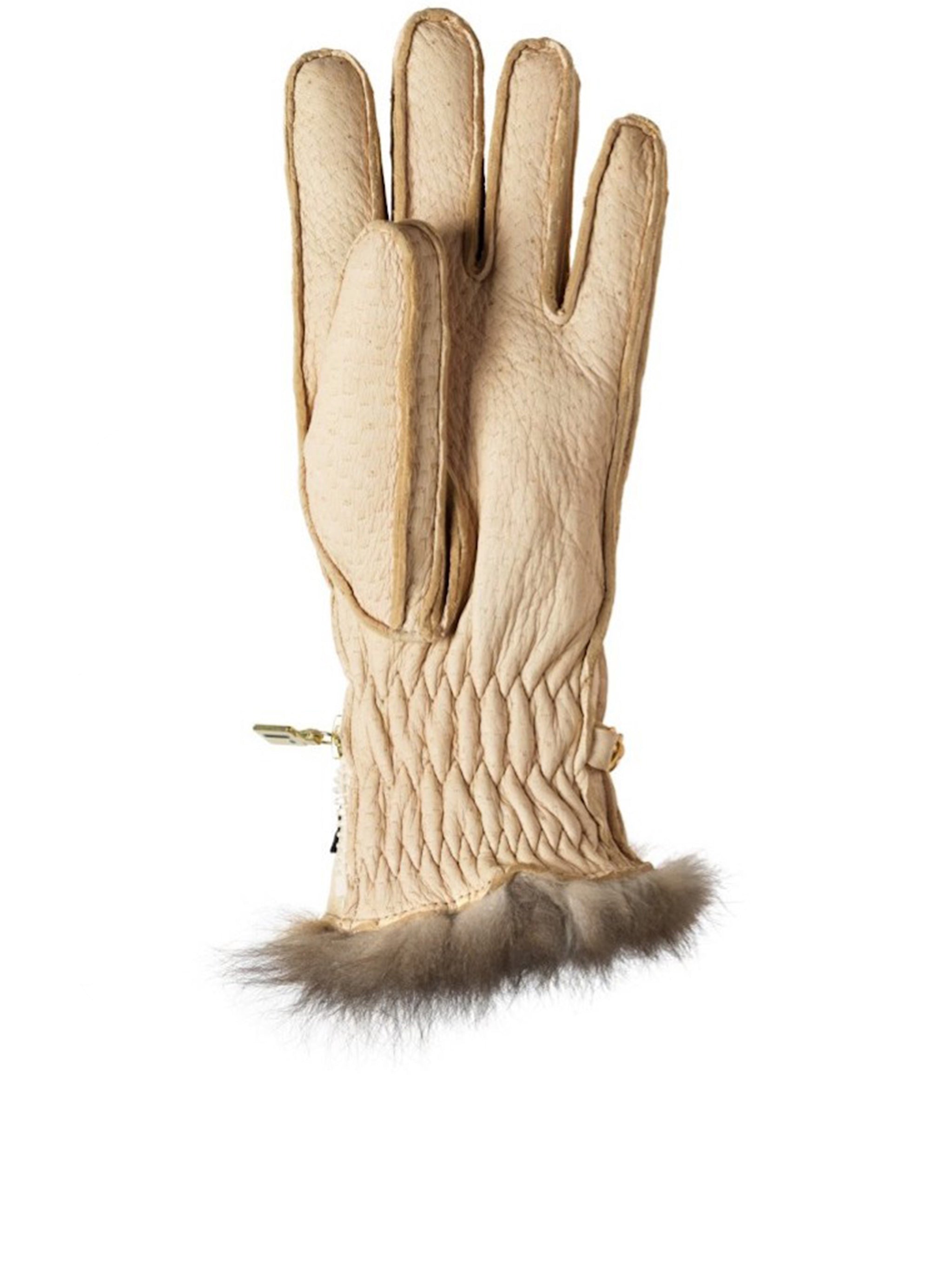 Light Beige Peccary Opossuy Gloves