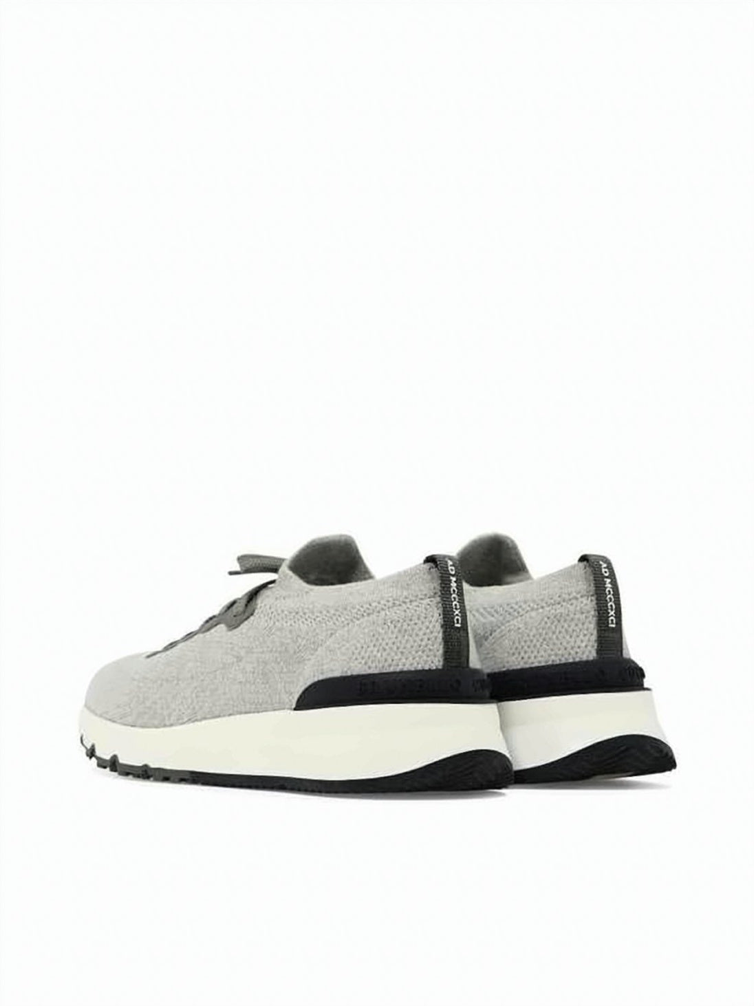 Low-Profile Knitted Fabric Sneakers with Textured Rubber Outsole