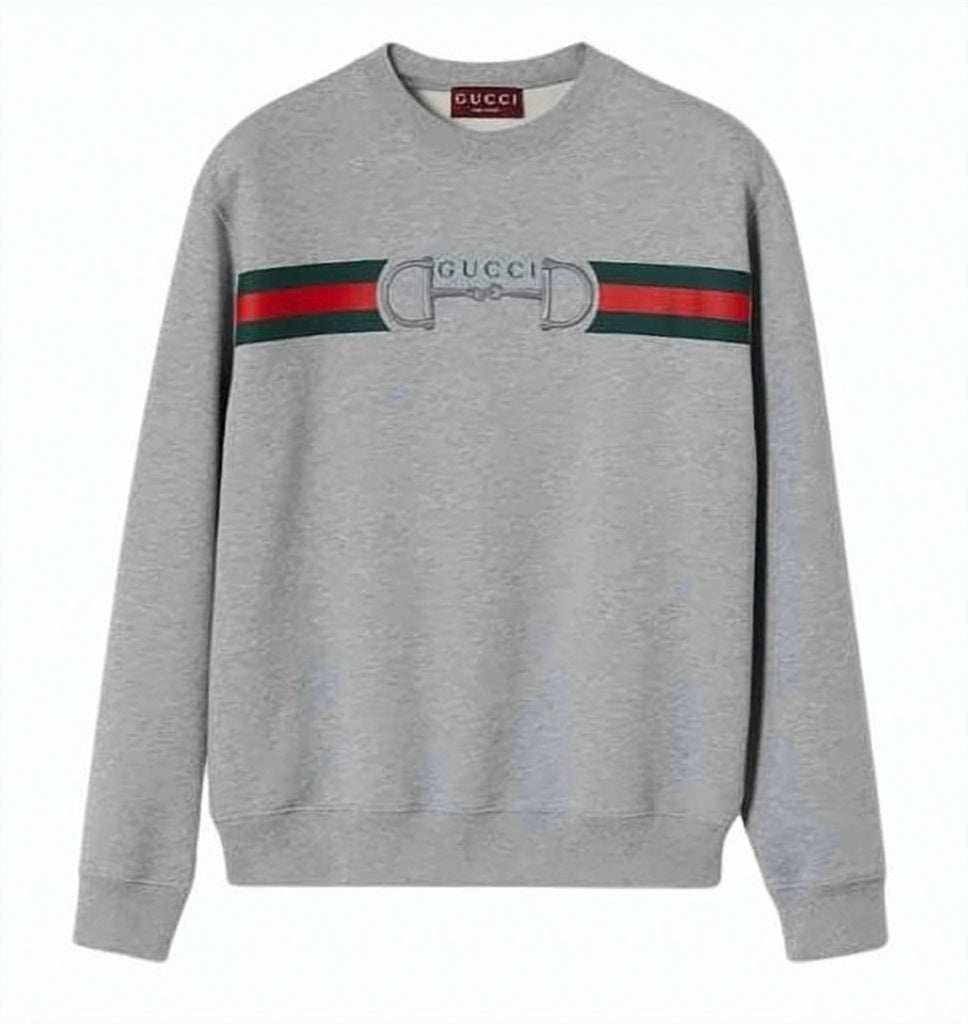 Long-Sleeve Sweatshirt with Horsebit Design and Striped Accent