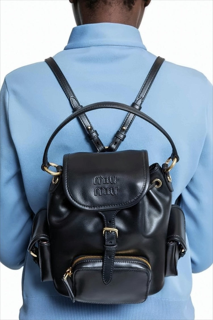 Structured Black Leather Crossbody Bag