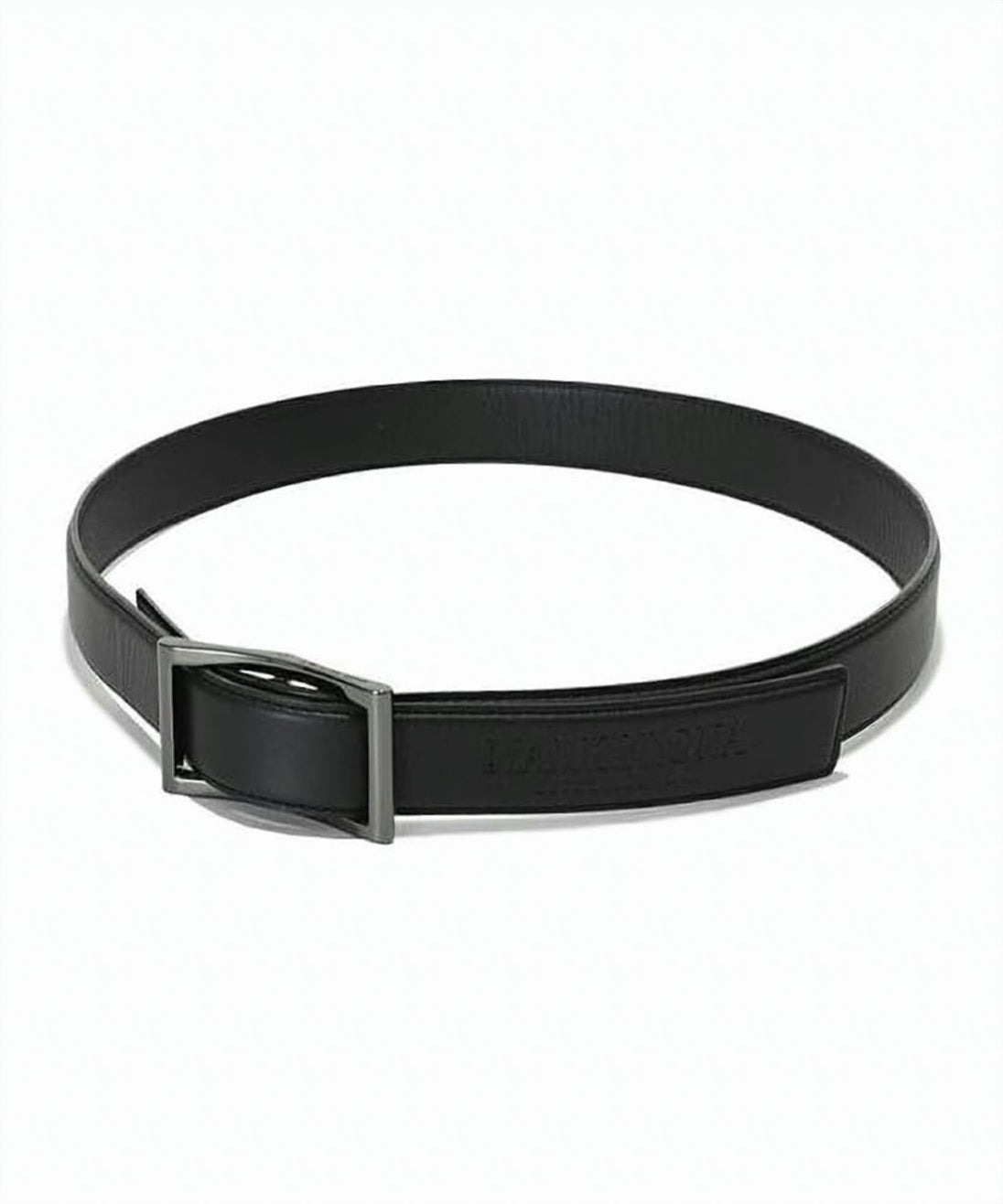 Black Cowhide Belt with Rectangular Buckle