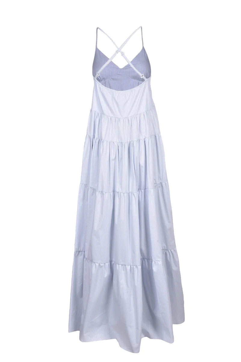 Long Lamé Dress - White/Lilac