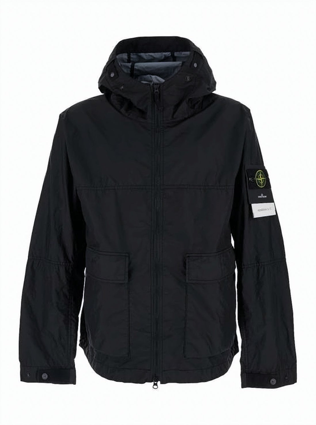 Black Hooded Jacket with Logo Patch