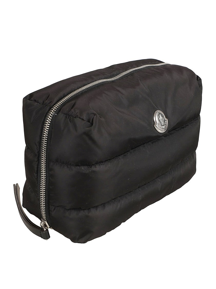 Padded Quilted Nylon Pouch With Zip Closure