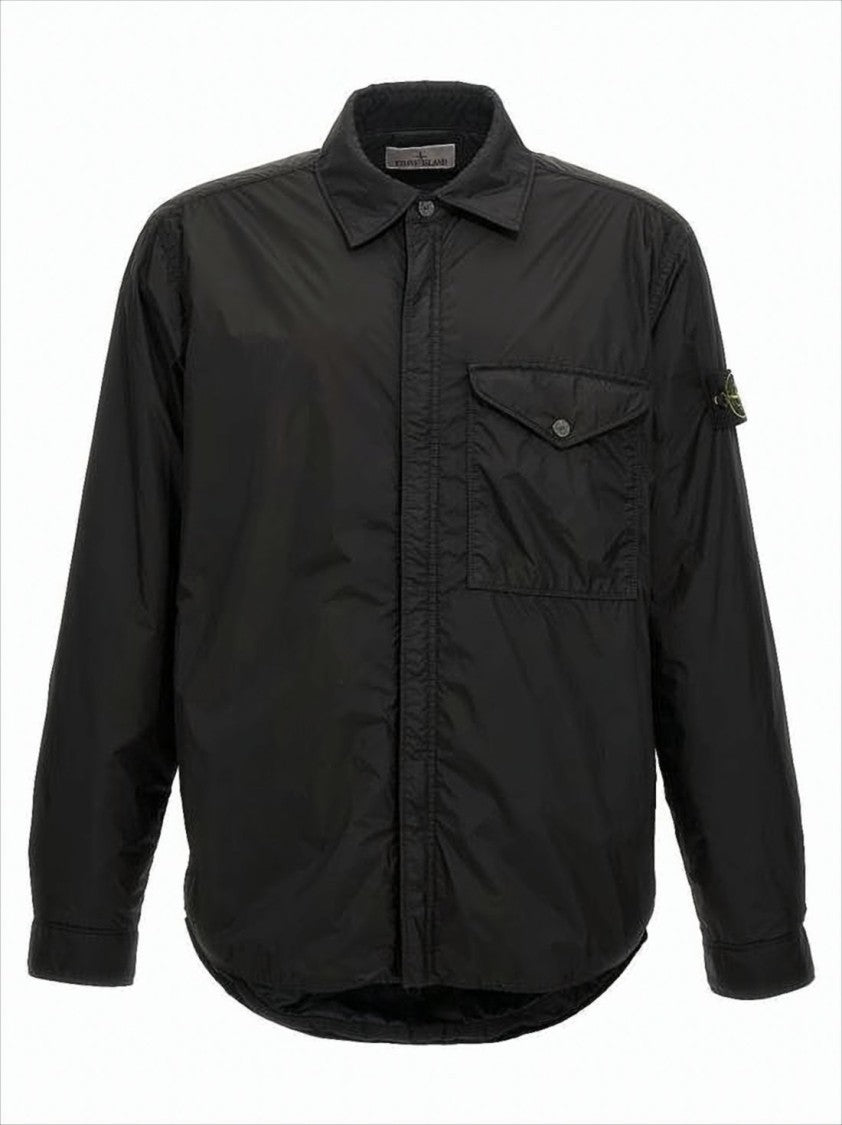 Lightweight Black Outerwear Shirt