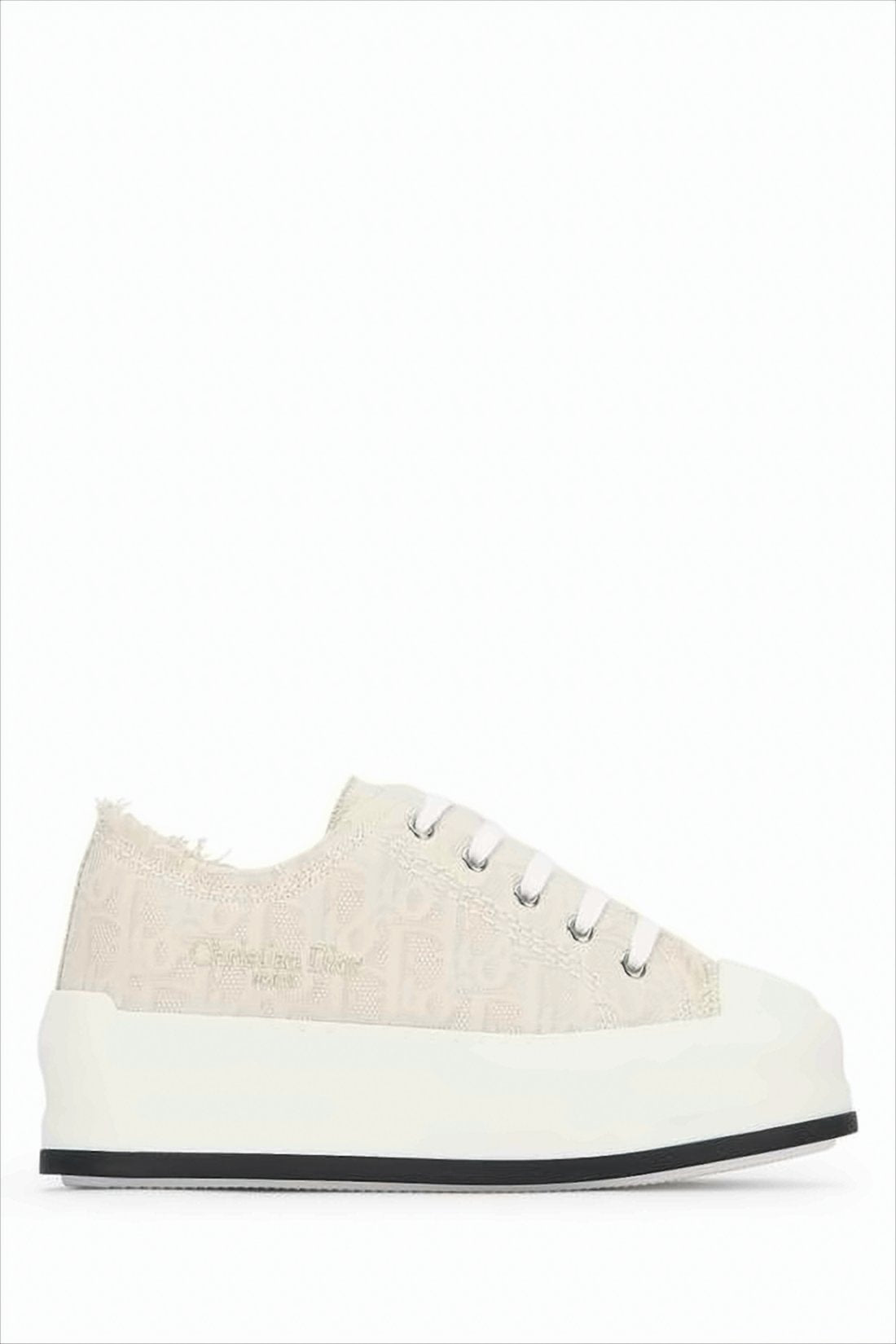 Textured Fabric Low-Top Sneakers with Monogram Detailing