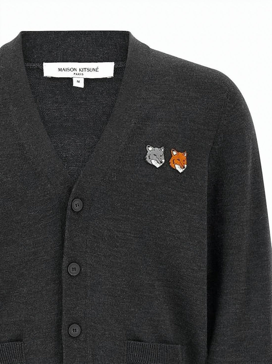 V-Neck Cardigan with Signature Fox Head Embroidery