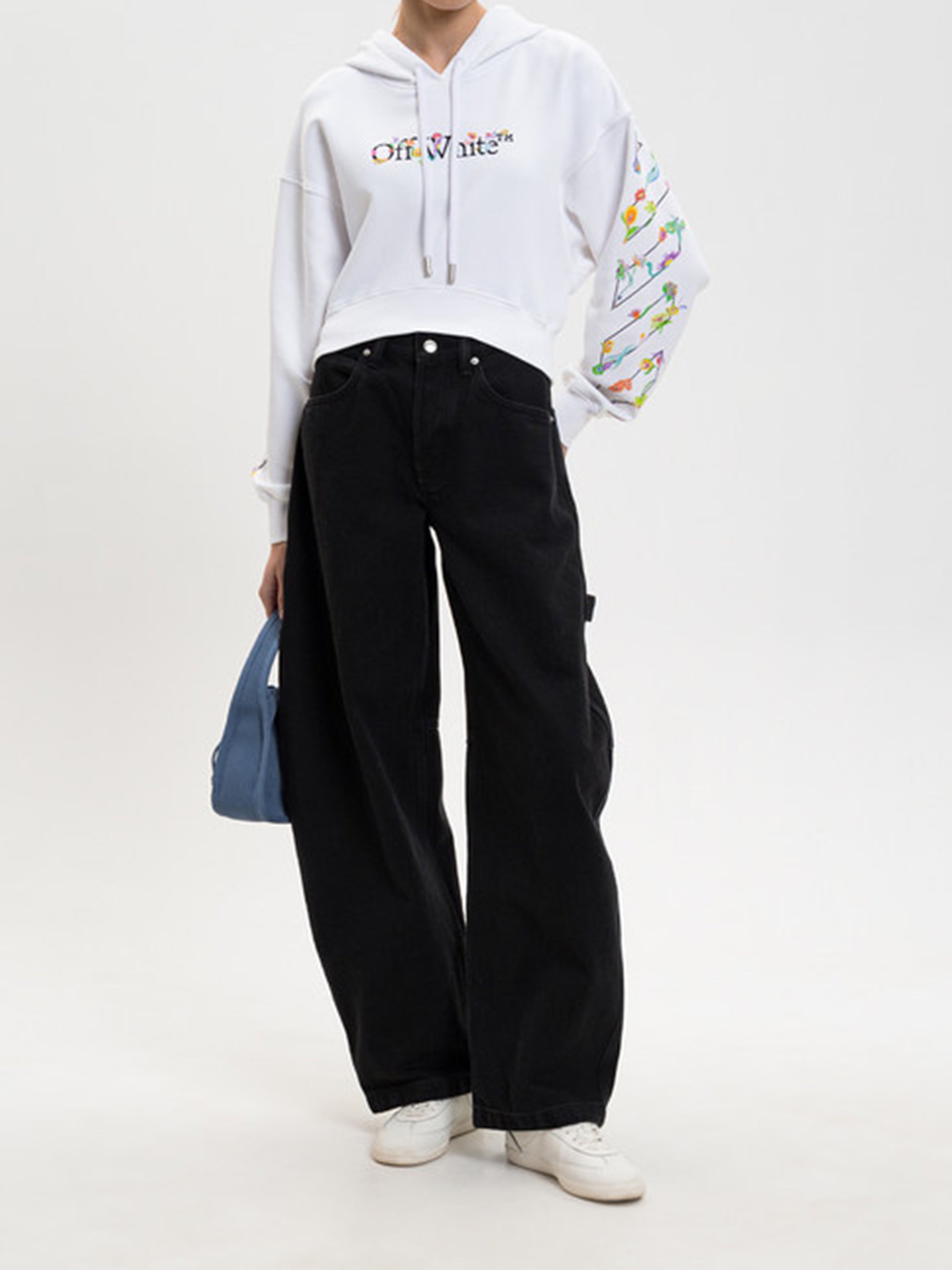 White Bookish Glowing Flower Cotton Hoodie