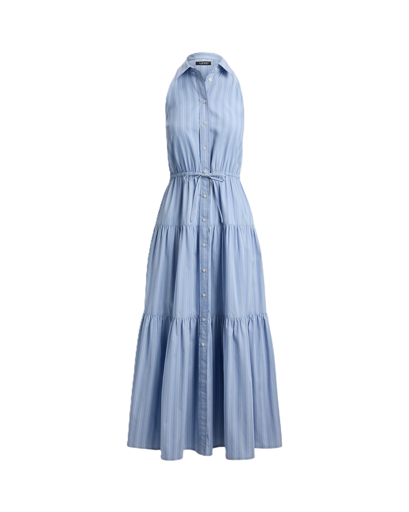 Light Blue Woven Broadcloth Midi Dress