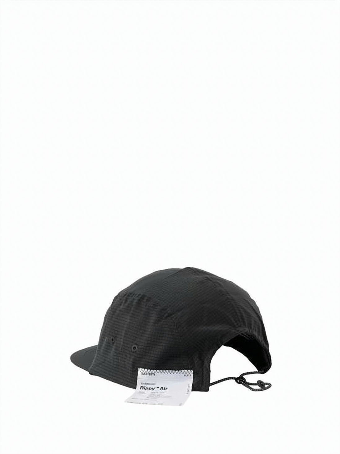 Structured Black Polyester Cap with Subtle Grid Texture
