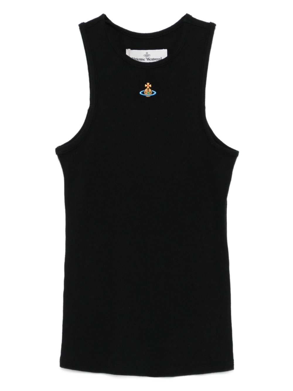 Black Ribbed Sleeveless Orb Top