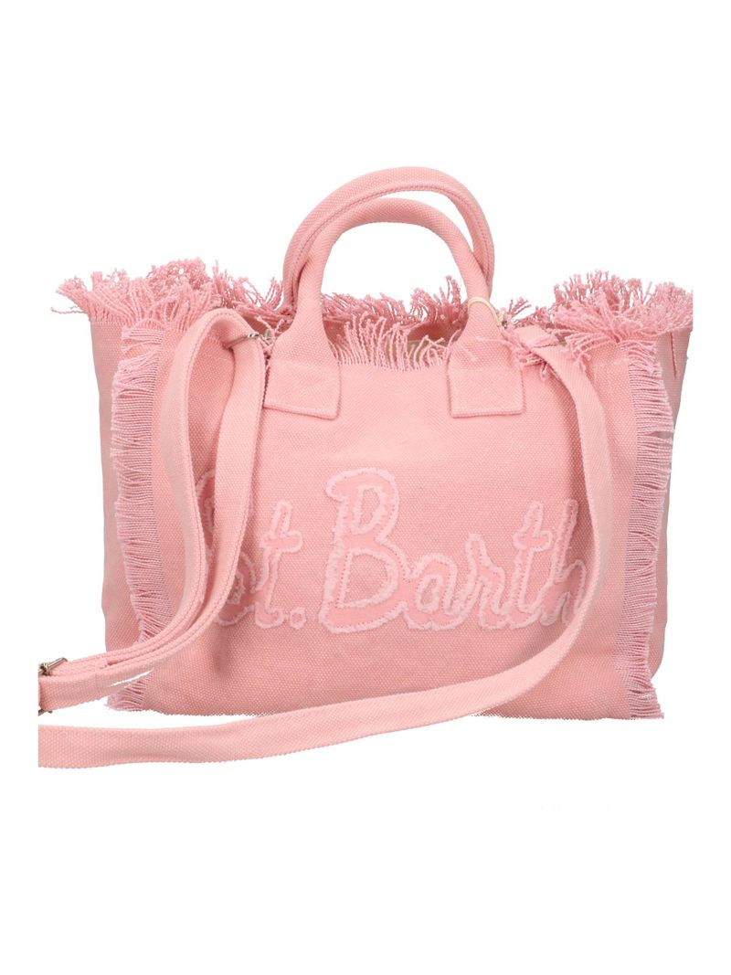 Fringed Edge Tote Bag with Textured Script Detail