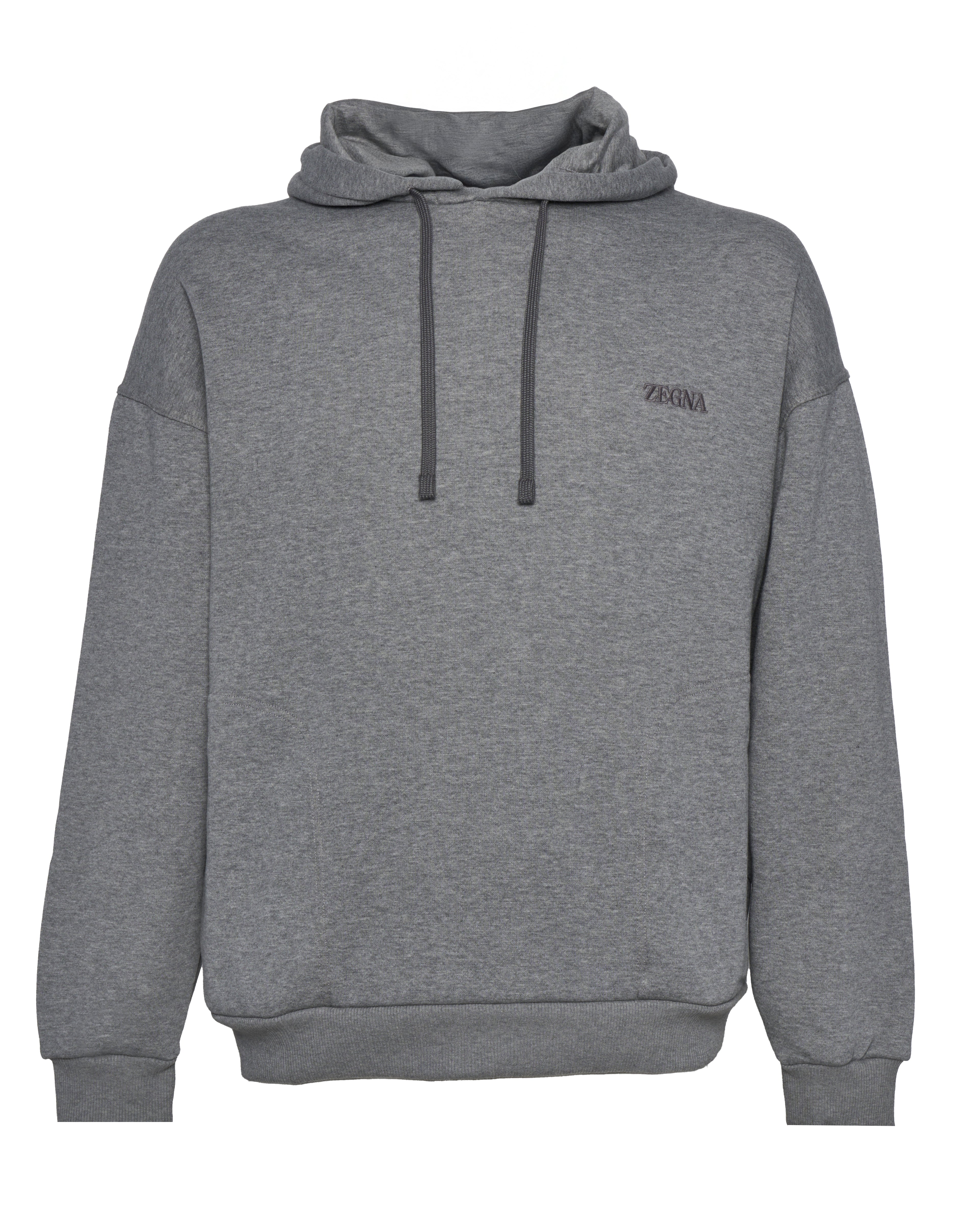 Cotton Blend Sweatshirt With Adjustable Drawstring Hood