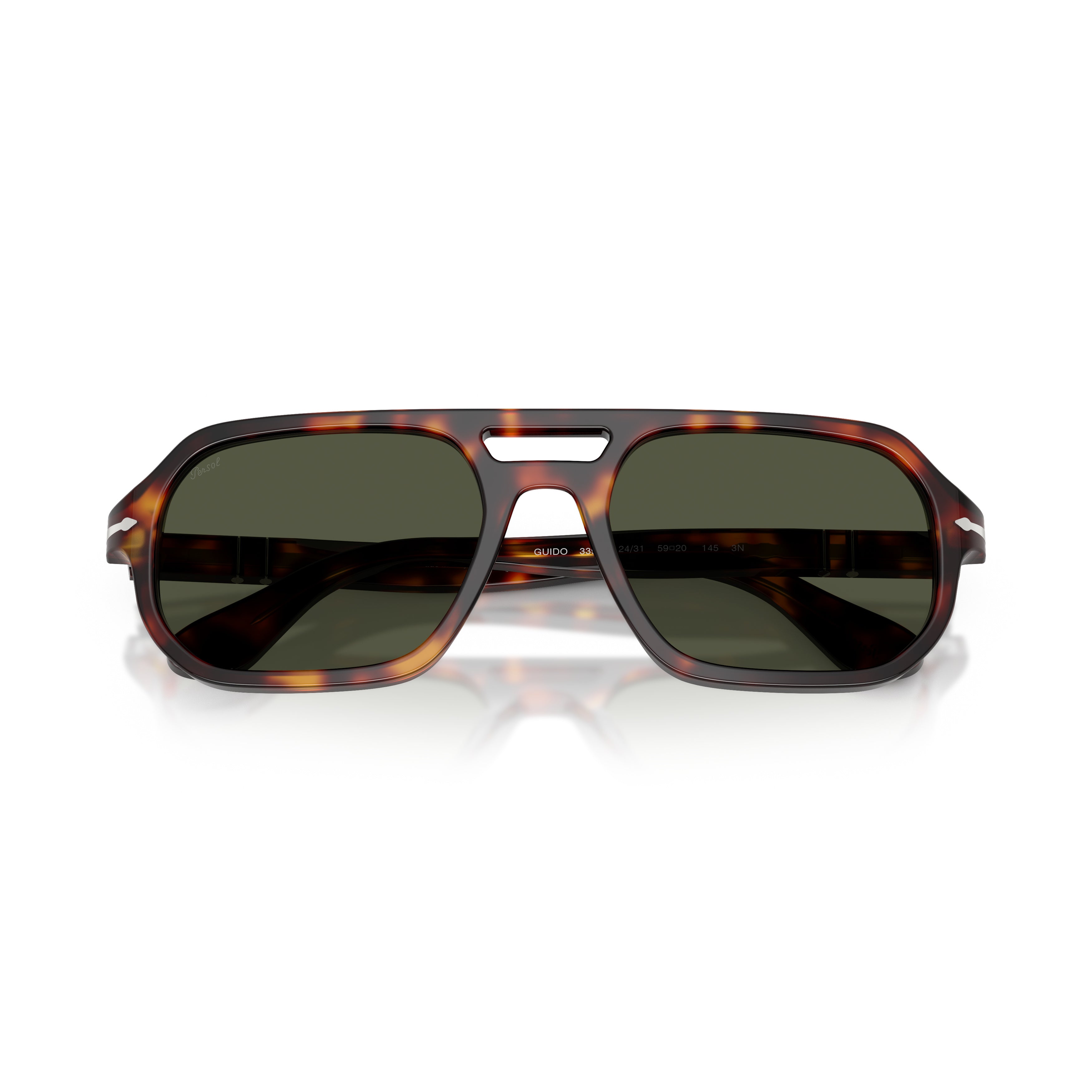 0po3393s Aviator-Inspired Tortoiseshell Sunglasses with Keyhole Bridge
