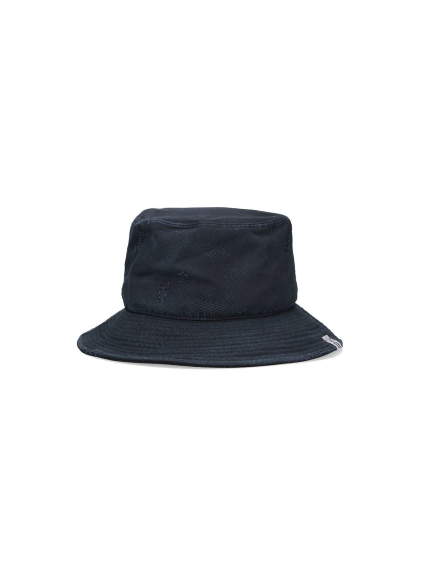 Wide Brim Bucket Hat With Contrasting Embroidered Logo Patch