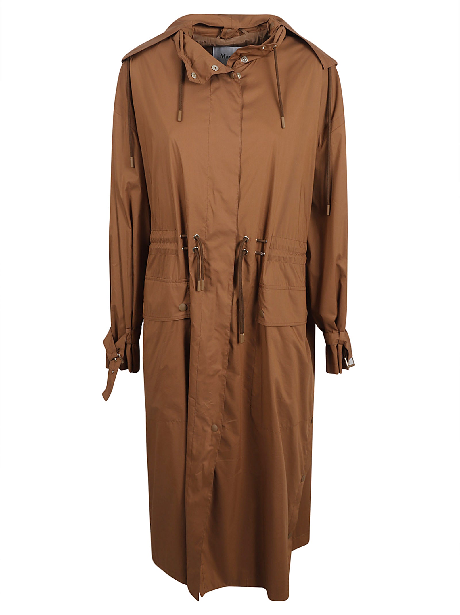 Relaxed-Fit Brown Coat with Drawstring Waist