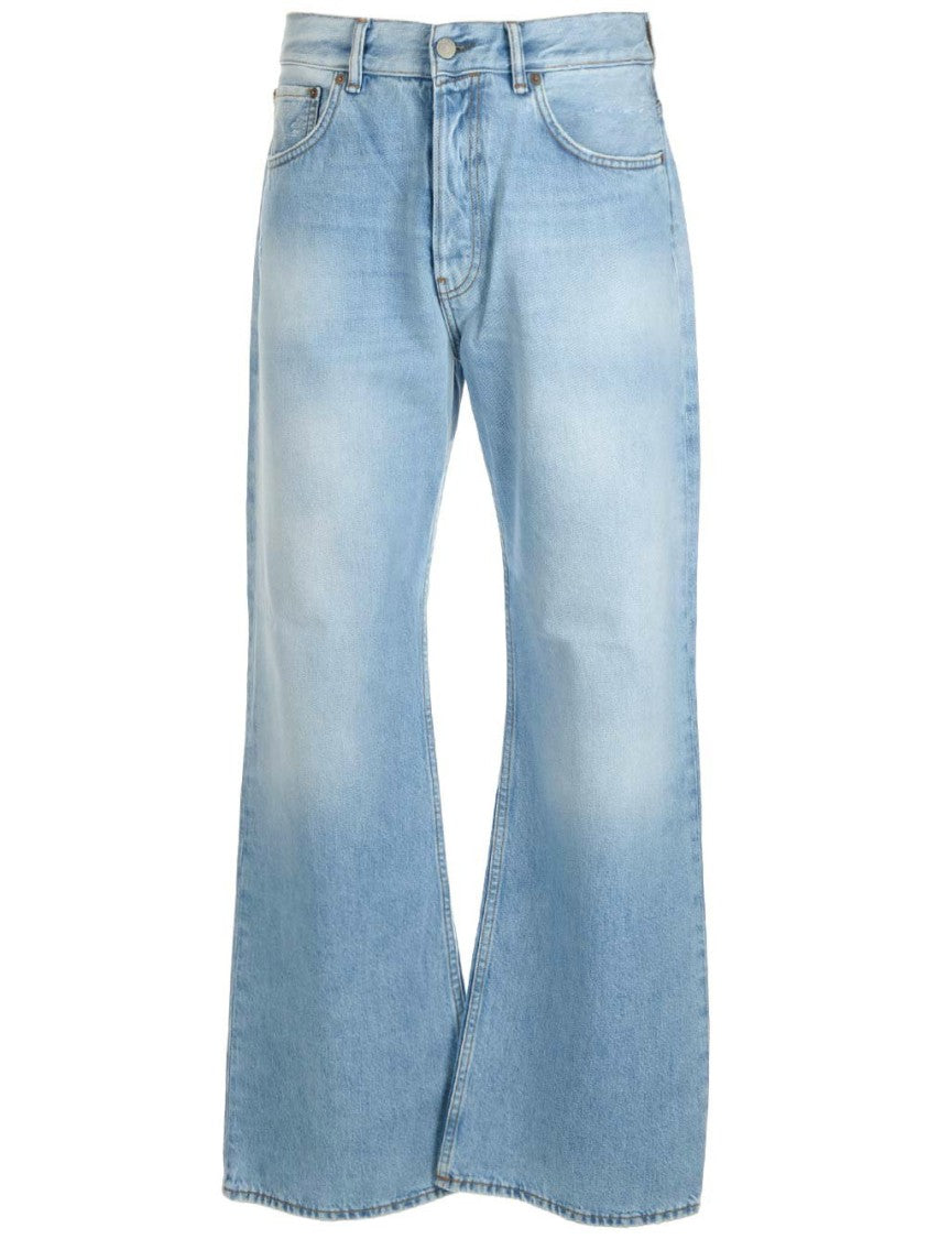 Wide-Leg Denim Pants with Vintage-Inspired Wash