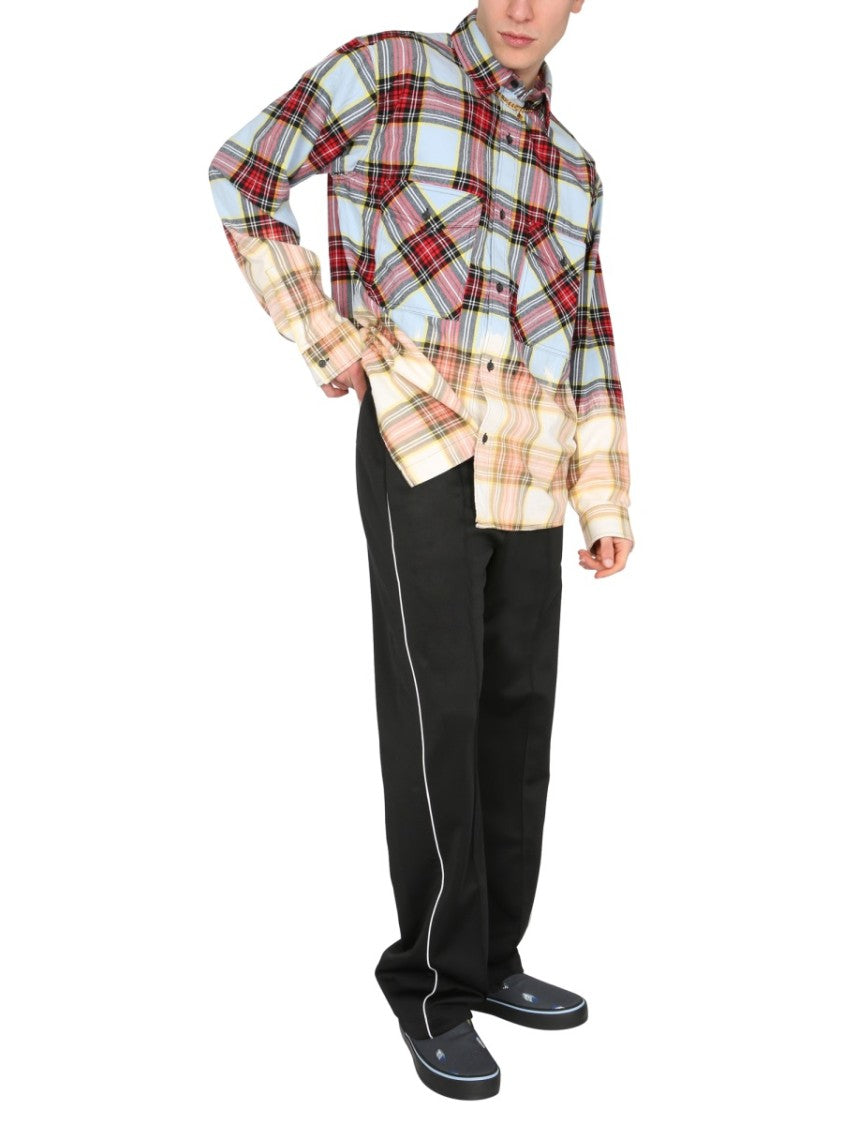Check Print Shirt With Gradient Transition
