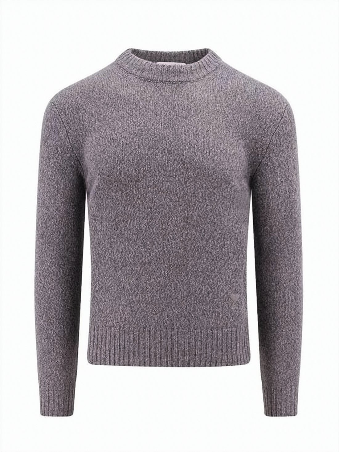 Textured Knit Cashmere-Wool Sweater with Heart Detail