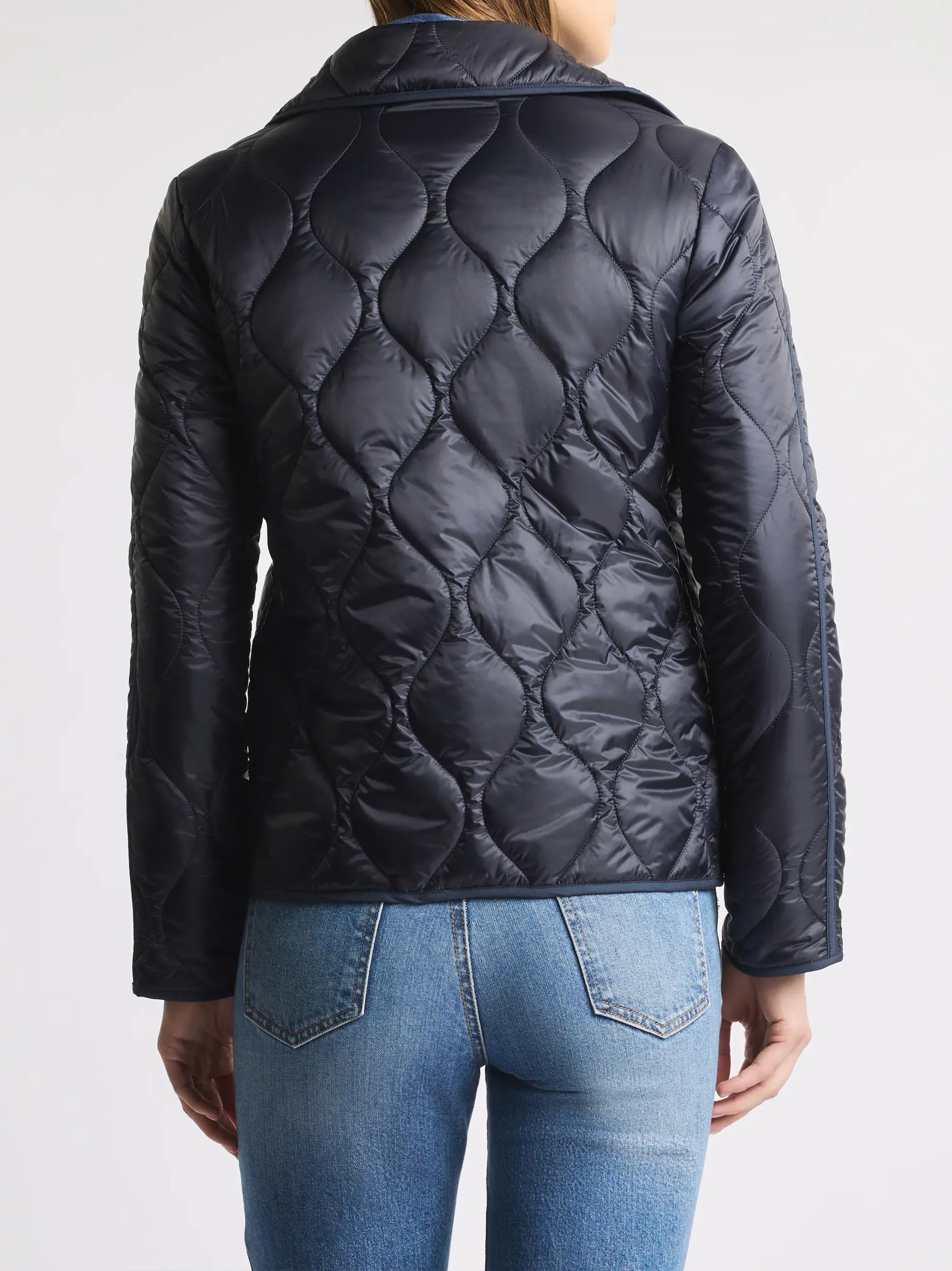 Quilted Black Wave Stitched Toggle Jacket