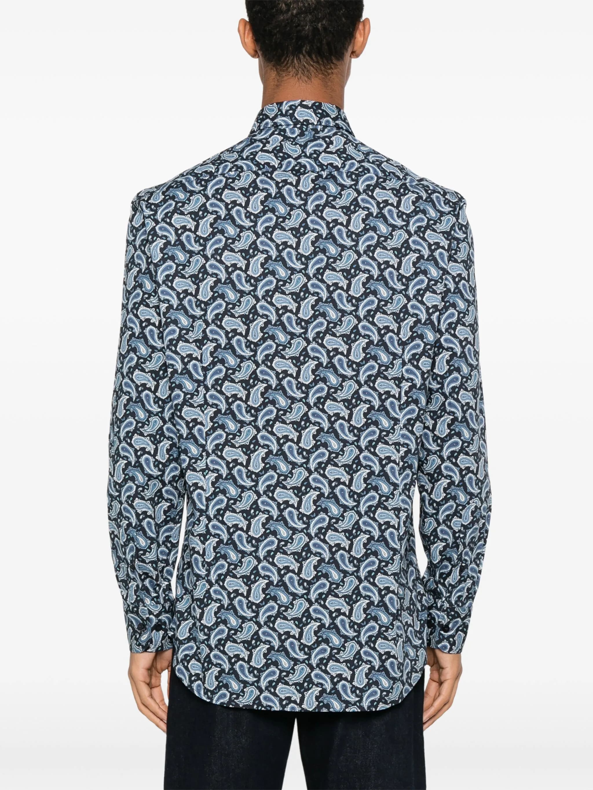 Roma Cobalt Blue Paisley Cotton Shirt
