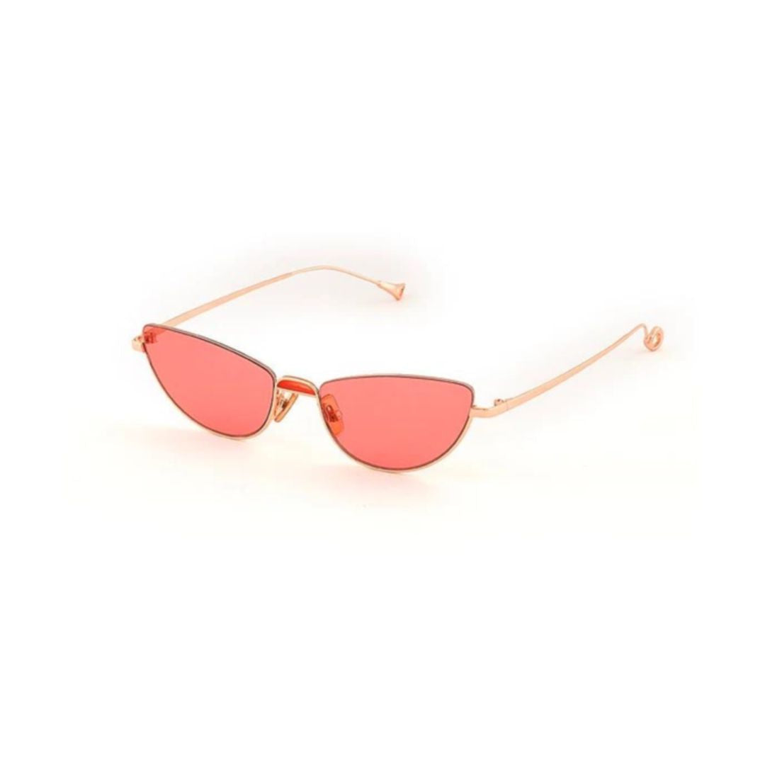 Odaiba C.1-66 Narrow Cat-Eye Sunglasses with Geometric Metal Frames