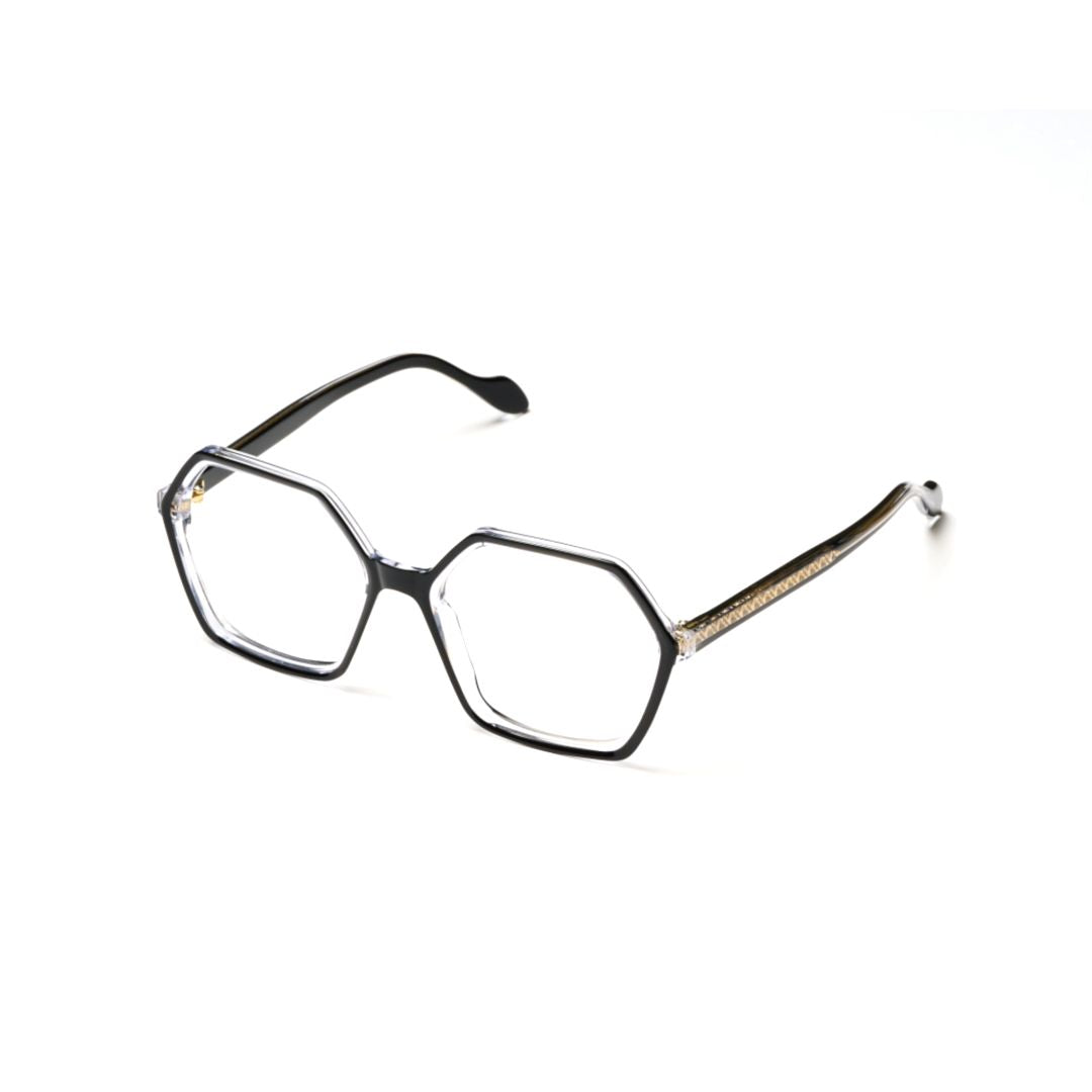 Exagon Glamour Hexagonal Black Frame Eyeglasses