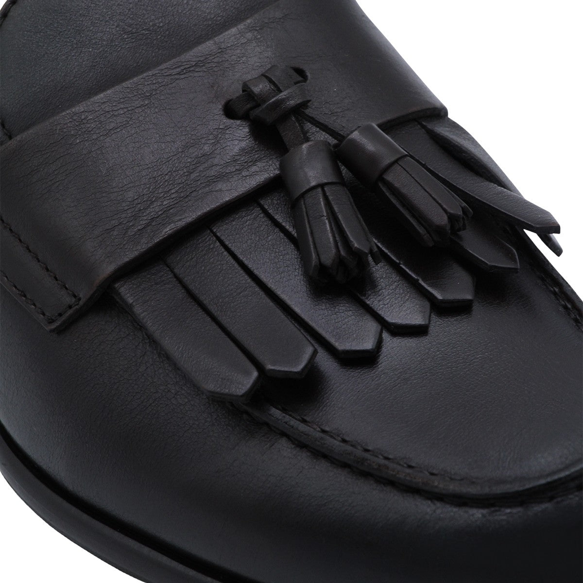 Polished Black Loafers with Rounded Toe