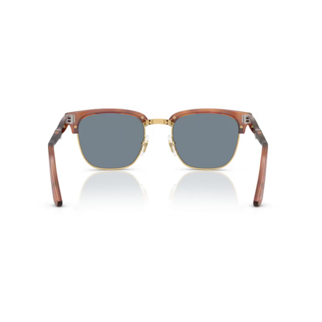 0po3375s Classic Tortoiseshell Clubmaster Sunglasses with Gold Accents
