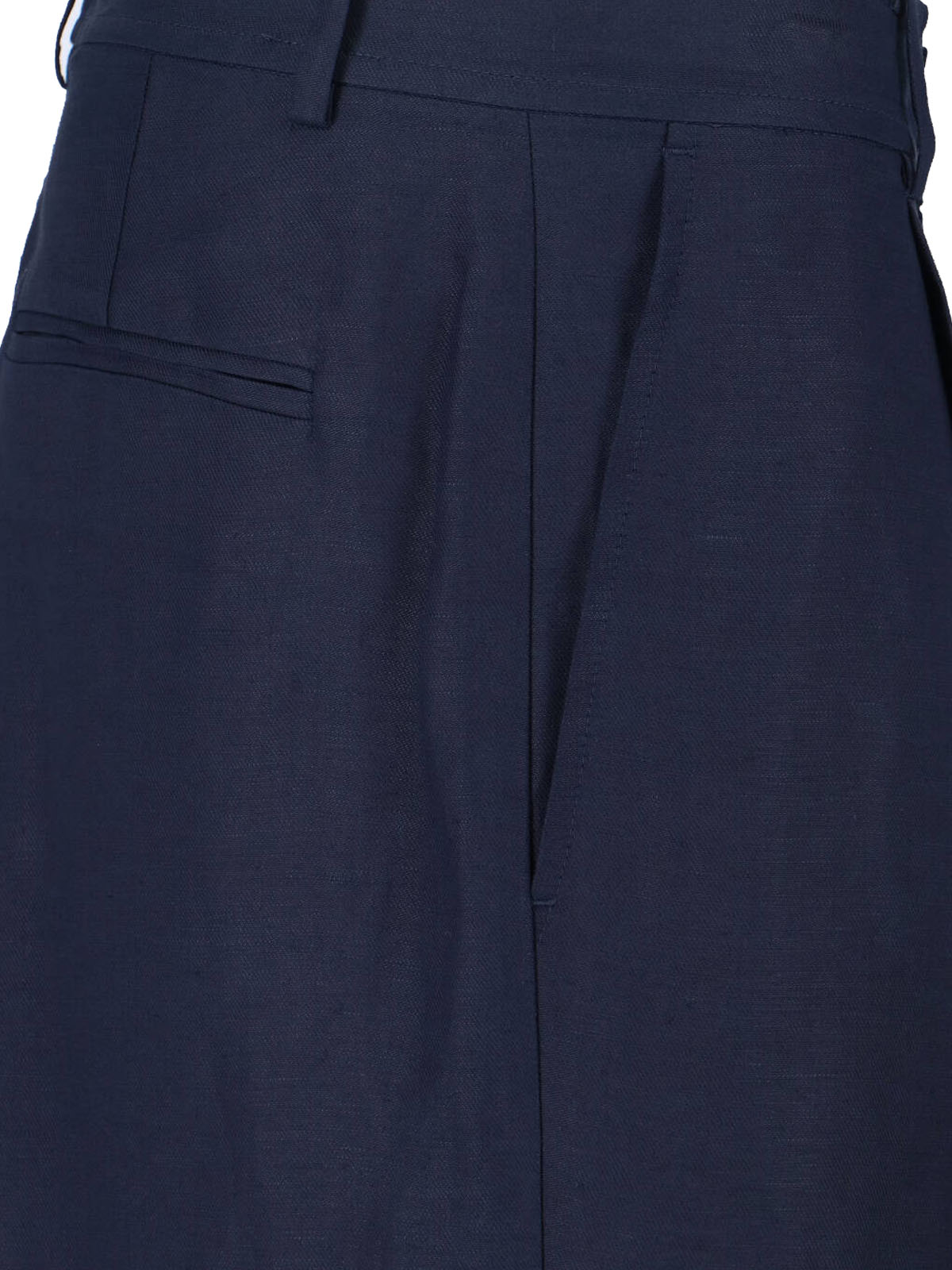 Blue High-Waisted Wide-Leg Tailored Trousers