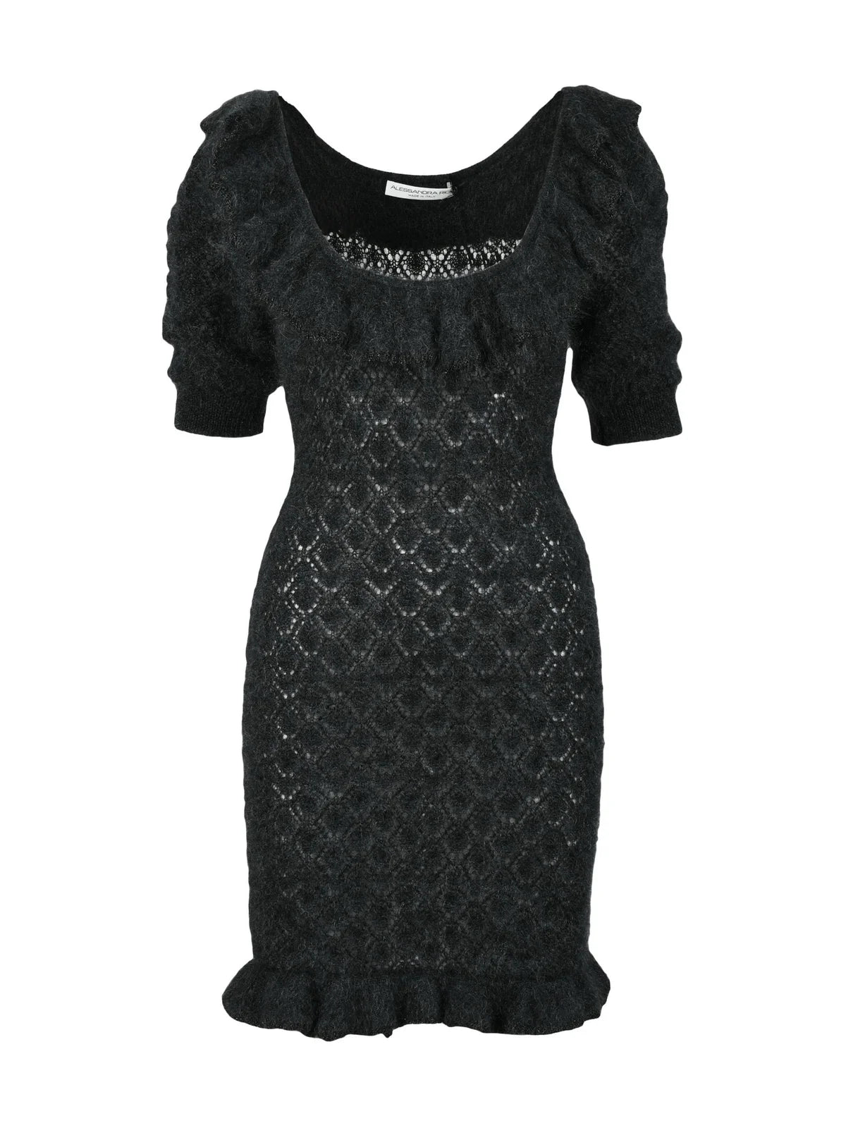 Black Mohair Polyamide Wool Women Dress