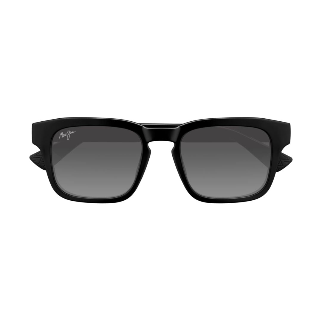 Maluhia Bold Rectangular Black Sunglasses with Gradient Grey Lenses